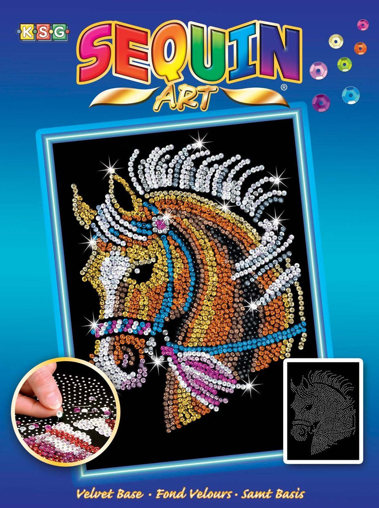 Sequin Art Blue, Horse, Sparkling Arts and Crafts Picture Kit