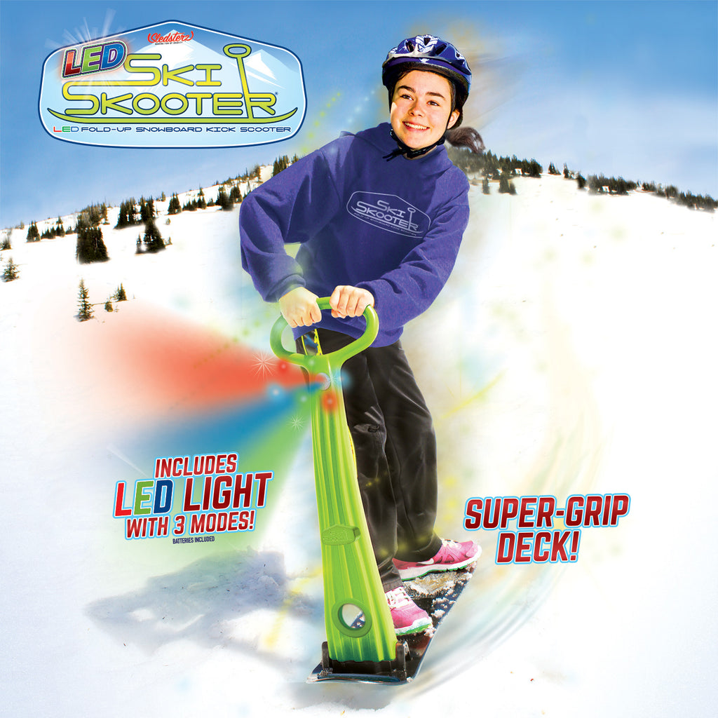 LED Ski Snowboard Skooter: Fold-up Kick-Scooter - GeospacePlay